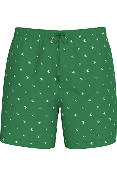 Calvin Klein Men's Mid Waist Belt I Drawstring Adjustable Green Swim Shorts