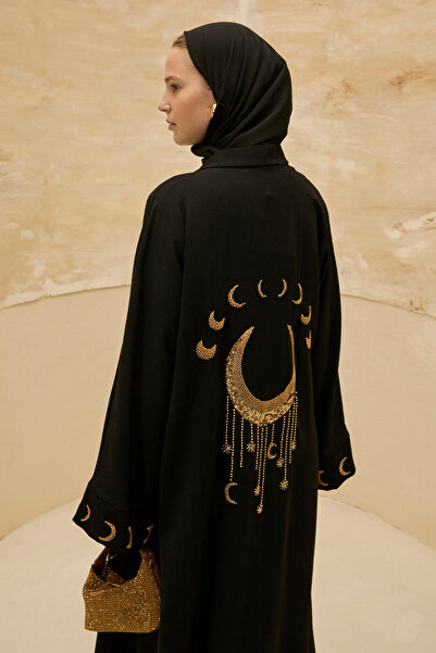 ViadelAtelier Ramazan Özel Gold Hilalin Evreleri ve Ay Yıldız İşlemeli Tesett...