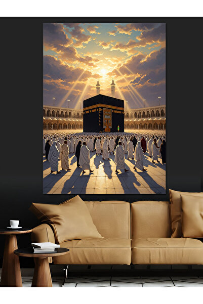Tablo Mega Kabe Ve Maneviyat Dolu Meydan Dekoratif Kanvas - Mdf Ahşap Tablo