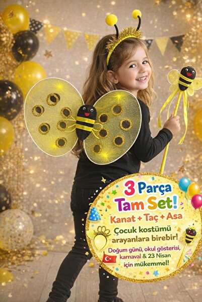 TOYFEST Set costum albină (Aripă+Coroană+Baghetă) tul Aripi Copii |   Potrivi...