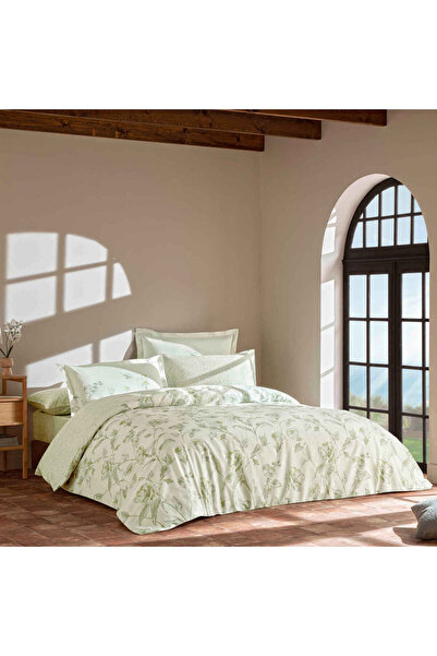 Linens Comia Cotton Saten King Duvet Cover Set Green