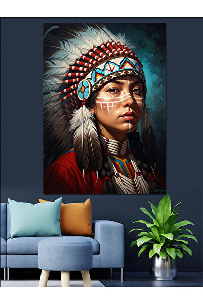 Artmeg Pânză decorativă cu artă portretistică a femeilor amerindiene - Tablou...