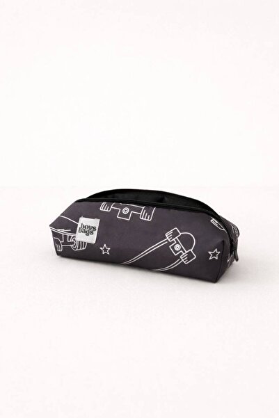 boysbags Black Skateboard Pattern Boys' Pencil Holder Single Compartment Wash...