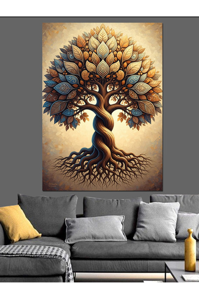 Artmeg Arborele Vieții Tablou cu frunze aurii Pânză decorativă - Tablou din l...