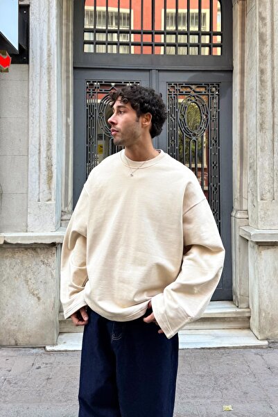 Flaw Wear Basic Oversized Sweatshirt Beige
