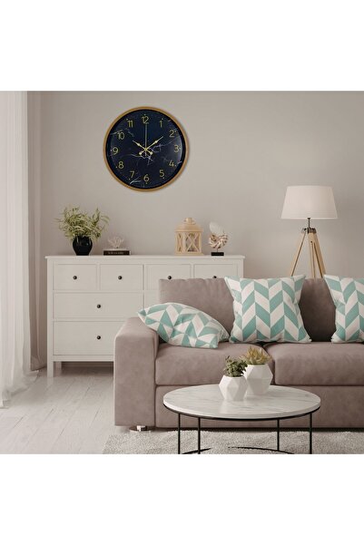 teknoparkx ساعة حائط بنية بنقشة رخامية 36 سم