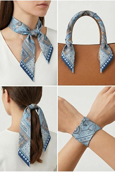 Spazio Twilly İnce Fular 88x5 cm İNDİGO