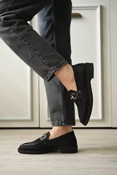 BellaPiede Black Women's Loafers Metal Buckle Pack Comfortable Daily Shoes Bp...