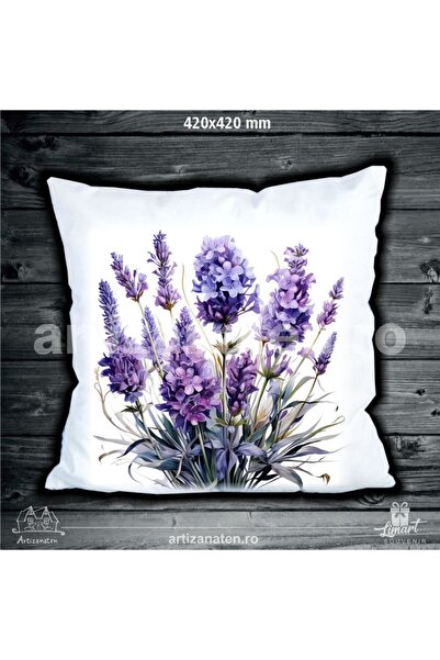 LimArt Decorative pillow, 45x45 cm, with a rich lavender bouquet printed desi...
