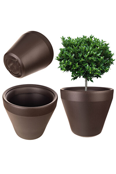 KADAX Large Round Flowerpot for Garden Terrace, Brown, 46 cm
