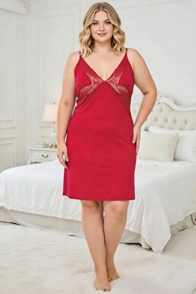 tarzımsüper Women's Plus Size Comfort Model Cotton Strappy Nightgown