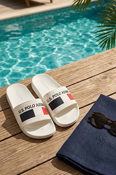 U.S. Polo Assn. Bandă albă confortabilă pentru zi cu zi papuci – Design elega...