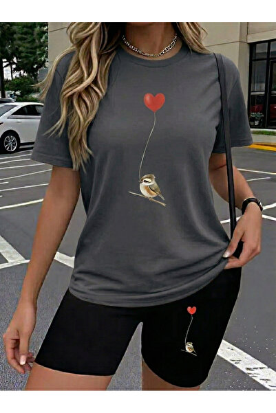 WOODROFFE Women's Printed Oversized T-Shirt Leggings Set Loose Combination Bo...