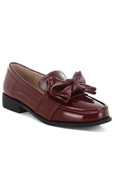 london Rag Women's Classic Chunky Bow Loafers In Burgundy