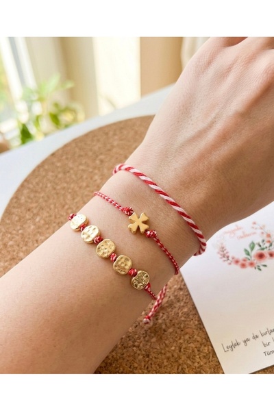 Vitastyle 3'LÜ SET YONCA DETAYLI MARTENİÇKA BİLEKLİK SETİ/ MARTENİÇKA