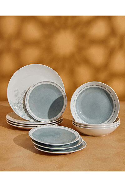 REDTAG طقم عشاء من الفحم الزهري مكون من 12 قطعة