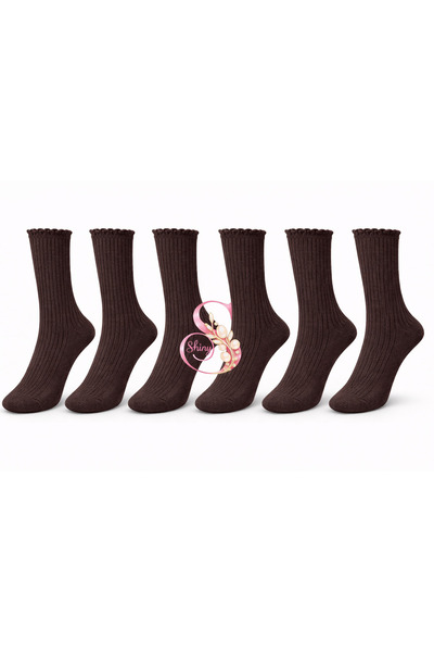 The Shiny Socks Shiny Basic Penye Pamuklu Likralı 6'Lı Fırfırlı Soket Çorap