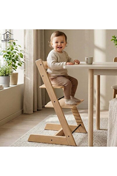 Elindor ® Scaun înalt de masă pentru bebeluși, din lemn, capacitate maximă de...