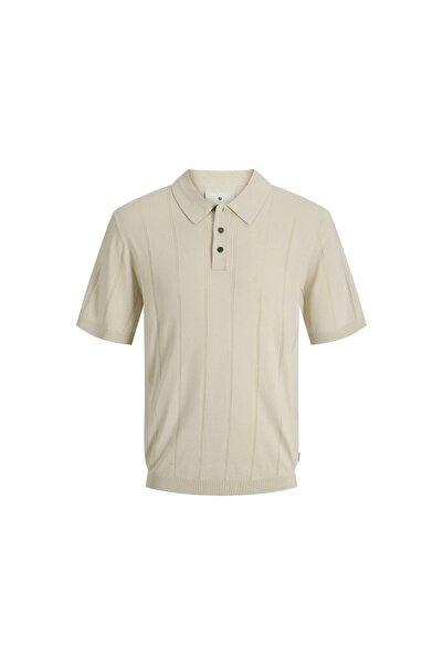 Jack & Jones Jack Jones Jprblawıllıam Structure Knıt Polo Ss Sn Men's Beige T...