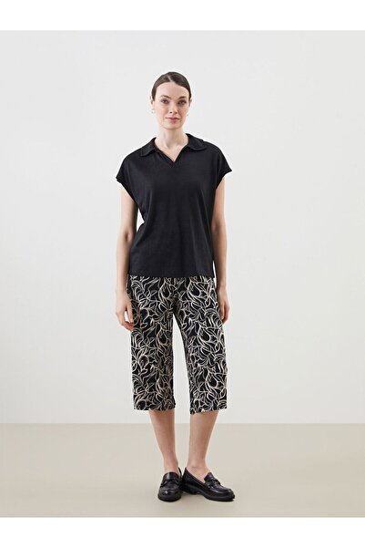 LC Waikiki LCW Grace Bej Beli Lastikli Çiçekli Kadın Kapri