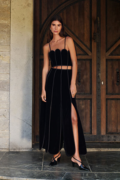 Dahlia Bianca Reina Kadife Maxi Elbise