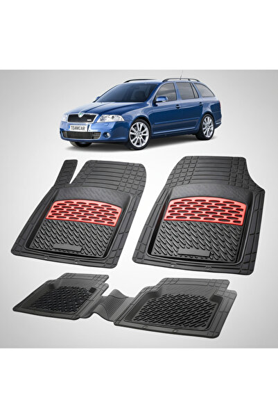 TEAMCAR Съвместими стелки за под за Skoda Octavia II Combi 2004-2013 | Червени