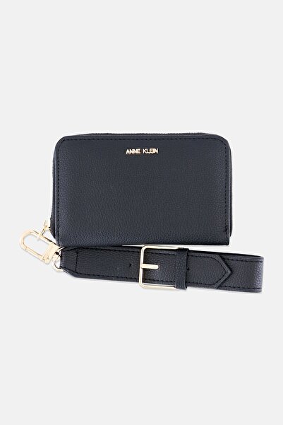 Anne Klein Women Brand Logo Zip Around Wallet, Black