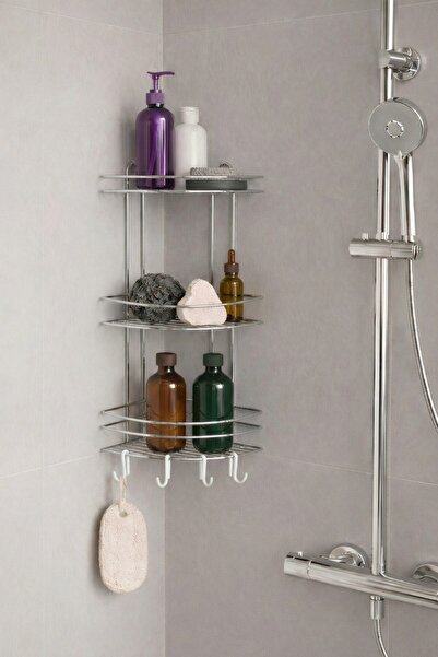 Sas Haus Raft de colț pentru baie, organizator de duș cu suport și suport pen...