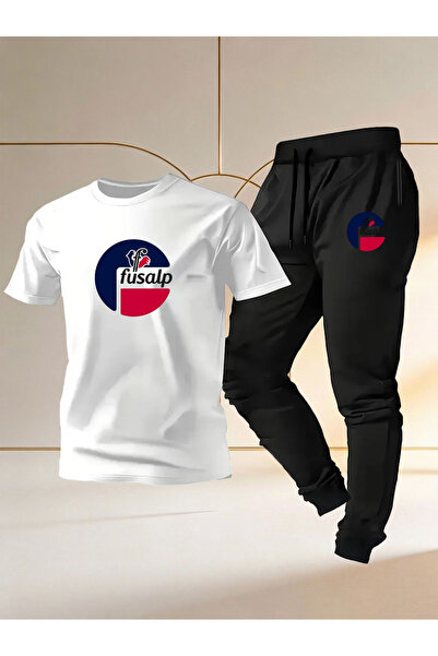 Rayan & Hoor Style Men's black and white Printed t-shirt black summer tracksu...