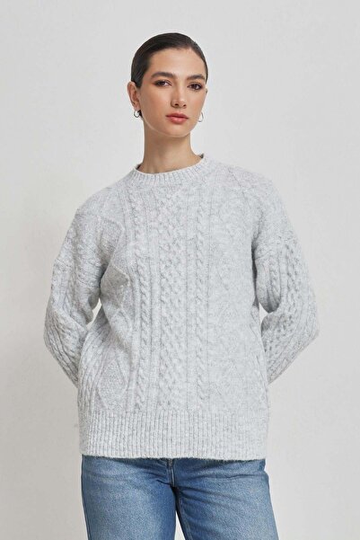 Setre Сив пуловер с дълги ръкави и шарки