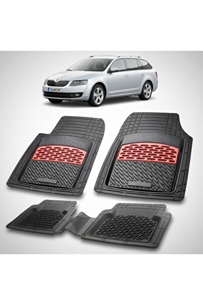 TEAMCAR Съвместими стелки за под за Skoda Octavia III Combi 2013-2020 | Червени