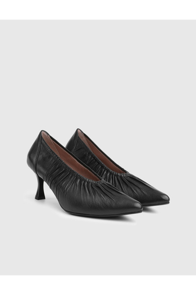 İLVİ Osnel Genuine Leather Black Women Heeled Shoes