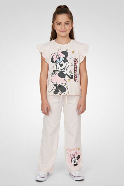 Disney X Mickey And Friends Kids Girl 2 Pieces Top And Bottom Set, Light Peach