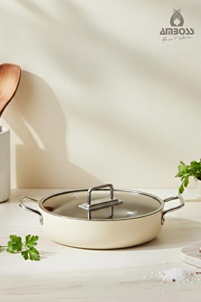 Amboss Sera Nova Natural Ceramic Flat Pot 30 cm 4.4 Liters – Latte