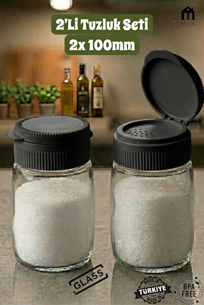 MUF HOME طقم علب توابل زجاجية فاخرة من قطعتين - علبة توابل عملية بغطاء شفاف خ...