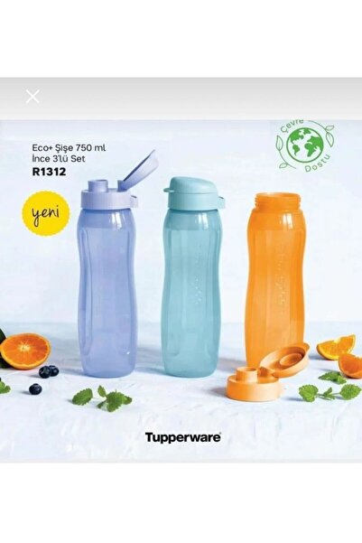 Tupperware Slim şişe suluk 750ml 3lü set