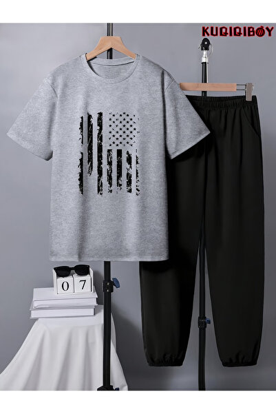 Rayan & Hoor Style Men's Printed tracksuit bottoms and t-shirt bottom top tra...