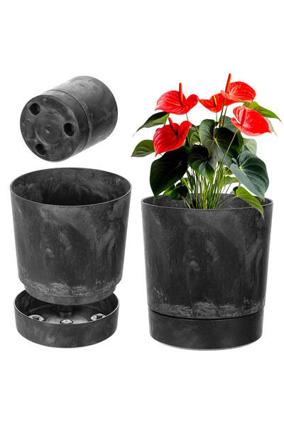 KADAX Ghiveci de flori Ghiveci de flori cu suport din plastic rotund 34,5 cm,...