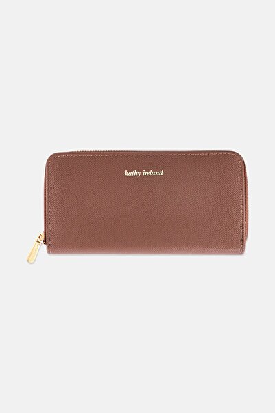 Kathy Ireland Women Brand Logo Zip Around Wallet, Chocolate