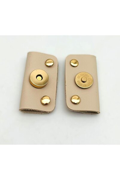 angel çanta aksesuar Beige Faux Leather Piece Troc Magnetic Snap Fastener wit...