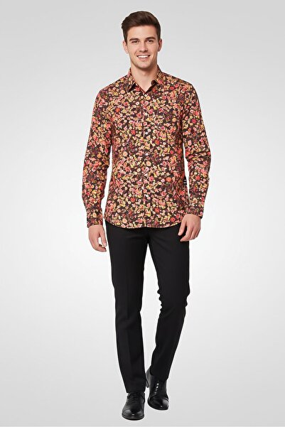 Replay Men Regular Fit Long Sleeve Floral Print Casual Shirt, Multicolor