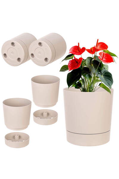 KADAX Capac pentru ghiveci cu farfurie rotundă, 20 cm, set de 2, crem