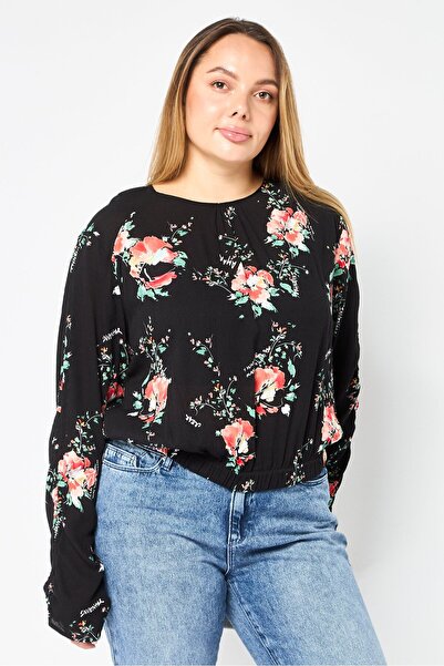 Desigual Women Jewel Neck Long Sleeve Floral Print Blouse, Multicolor