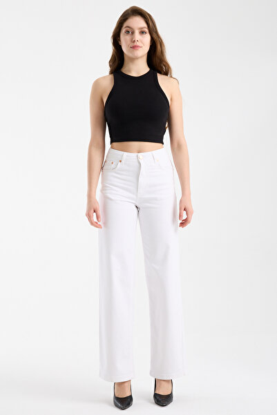 JUD Elena 200 High Waist White Wide Leg Pants for Women