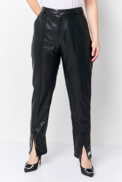 The Giving Movement Women Regular Fit High Waist Solid Straight Split Hem Pan...