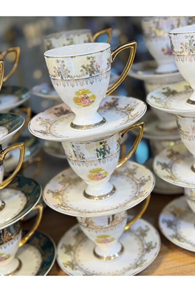 hediye Esterhomedecor 6 Person Porcelain Coffee Cup Set Fragonard