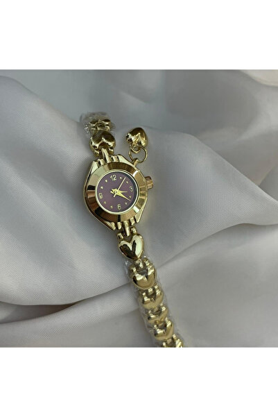 Shinex Accessory Lüks Kadın Kol Saati, Kalpli CHARM, Gold
