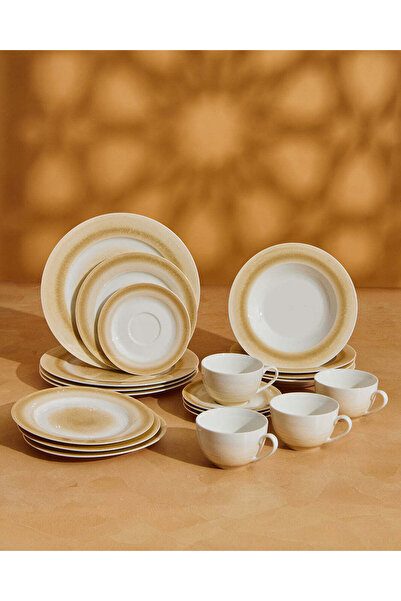 REDTAG Beige Gradient Printed Dinner Set (20 Piece)