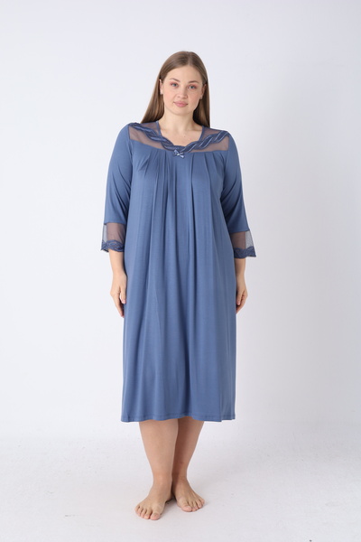 Cotpark Women's Plus Size Viscose Combed Cotton Fabric Long Sleeve Nightgown ...