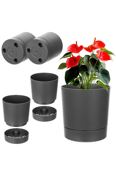 KADAX Capac pentru ghiveci cu farfurie rotundă, 20 cm, set de 2, antracit